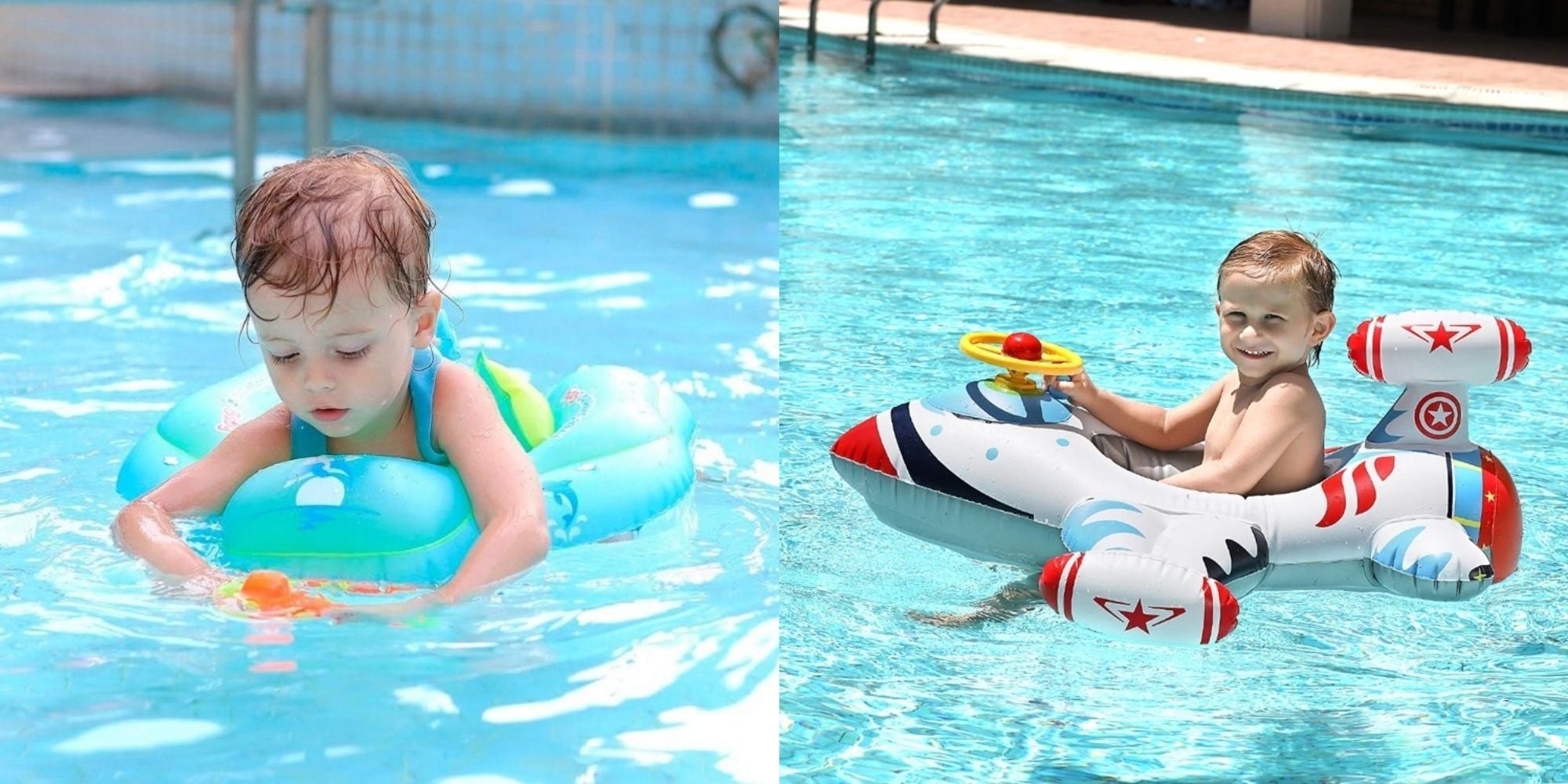 Flotteur de piscine gonflable pour bébé avec auvent, bateau flottant en  forme de voiture pour les tout-petits enfants en bas âge