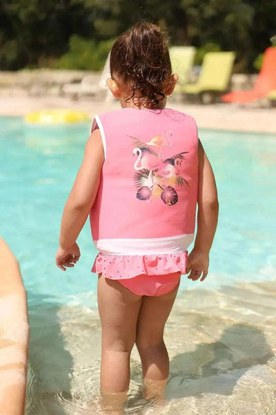 Maillot de Bain Flottant Fille : Flamant Rose - Boueelicorne.com