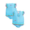 Maillot de bain flottant fille : Bleu Azur verso